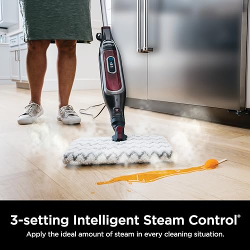 Shark Steam Mop with 2 Machine Washable Dirt Grip Pads, Removable Water Tank, Lightweight, Steam Cleaner for sealed Hard Floors, Marble, Stone, Hardwood, Tile, Laminate, White/Seafoam, S1000