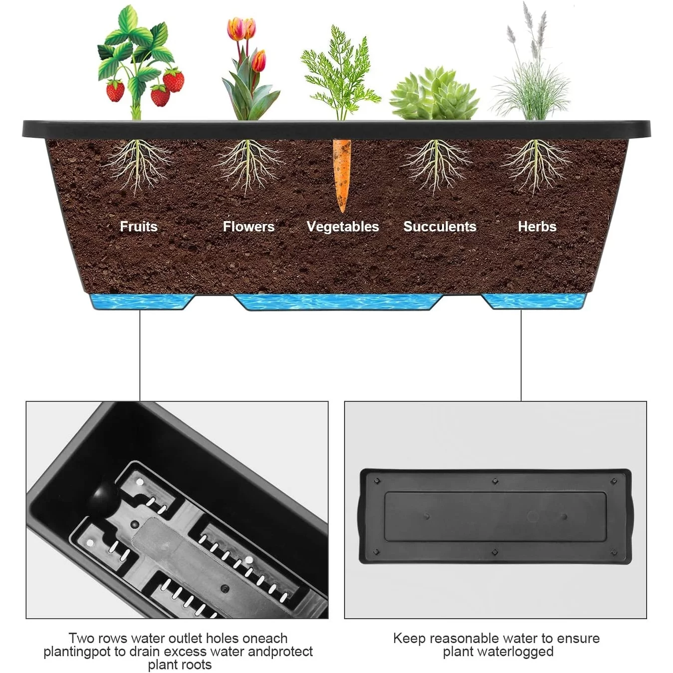 Vertical Raised Garden Bed Black - 4 Tier