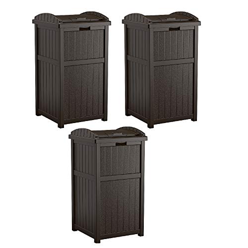 Suncast Outdoor Trash Hideaway, Resin Refuse Container w/ Lid, Cyberspace, 30 Gallon Capacity - Stylish Concealed Waste Storage for Patio, Backyard, Deck or Garden, Use 30-33 Gal. Garbage Can Liners