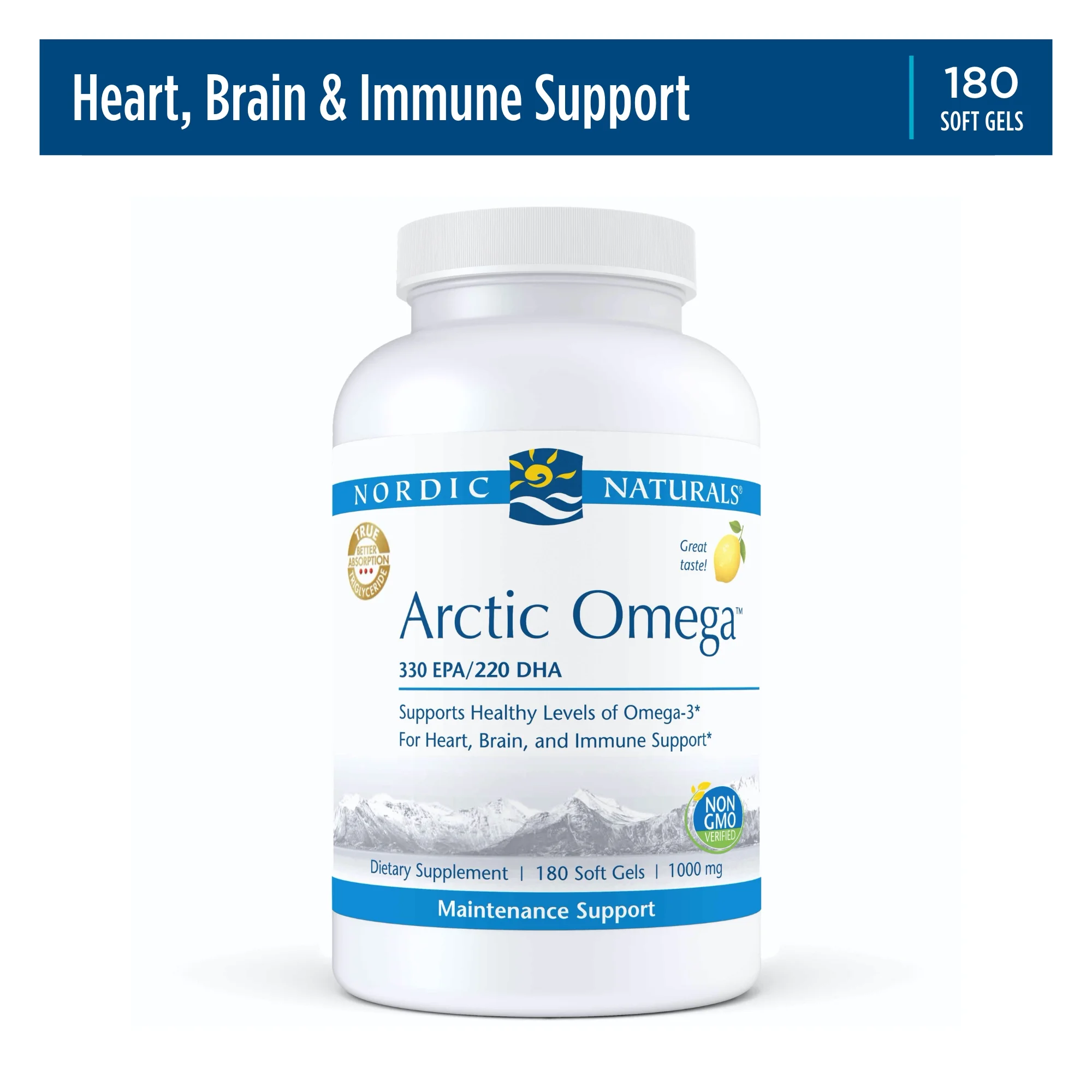 Nordic Naturals Pro Arctic Omega Softgels, Lemon, 690 mg, Fish Oil, 180 Ct
