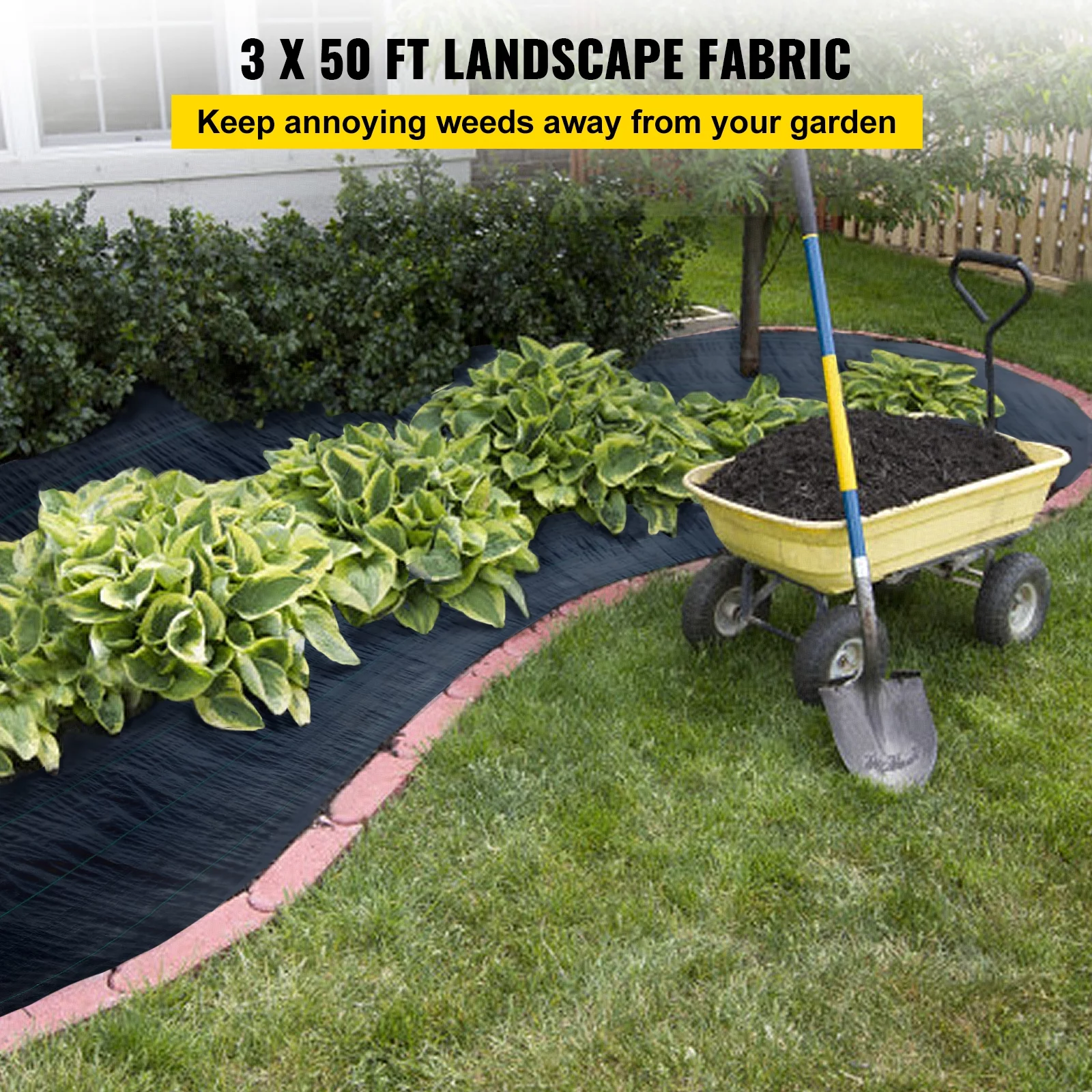VEVOR Weed Barrier Landscape Fabric 3 x 50 Garden Woven Ground Cover 5oz