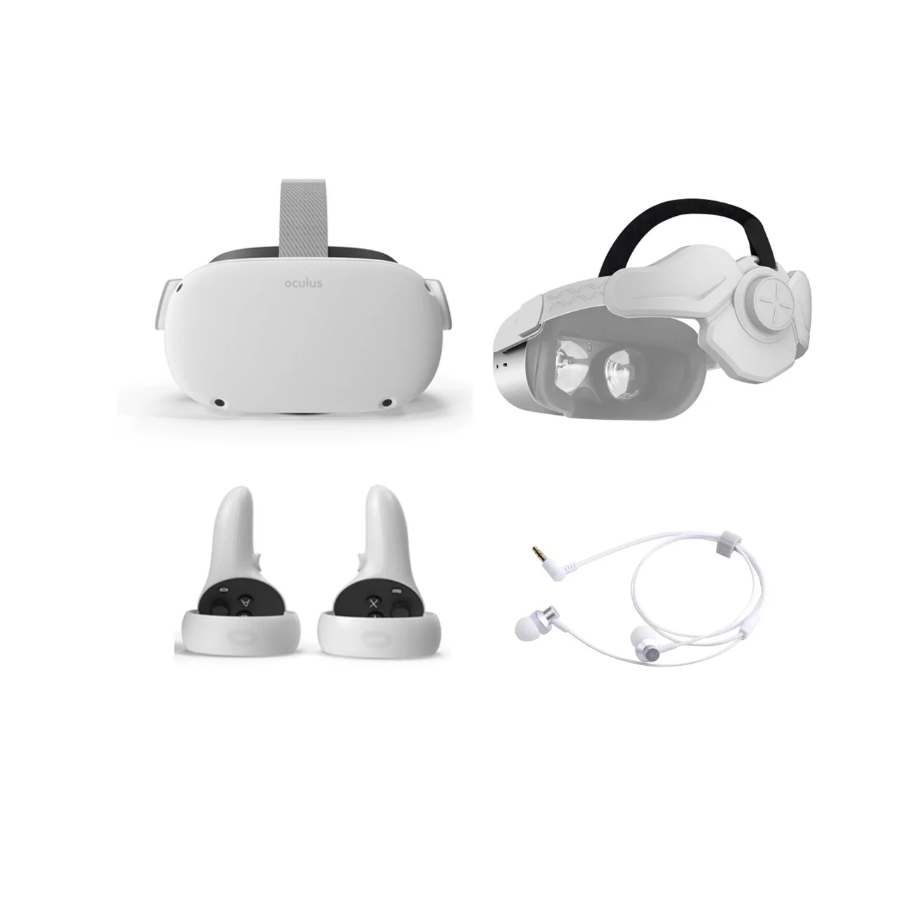 2021 Oculus Quest 2 All-In-One VR Headset, Touch Controllers, 256GB SSD, 3D Audio, 1832x1920 up to 90 Hz Refresh Rate LCD, Glasses Compatible, Mytrix Head Strap, Earphone