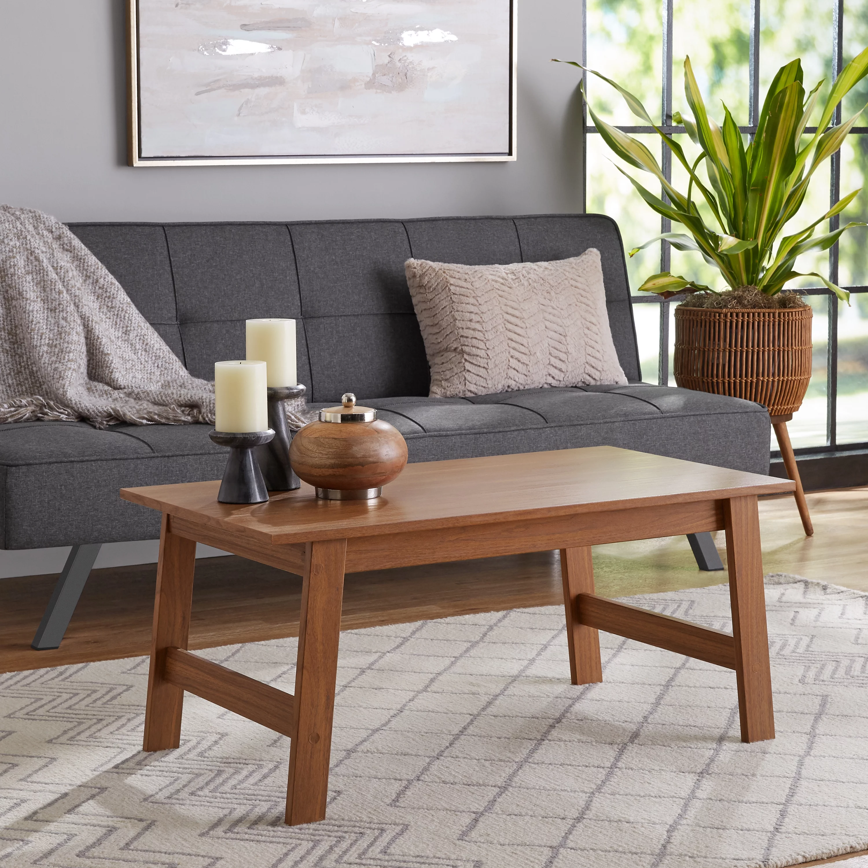 Mainstays Wood Rectangle Coffee Table, Walnut Finish
