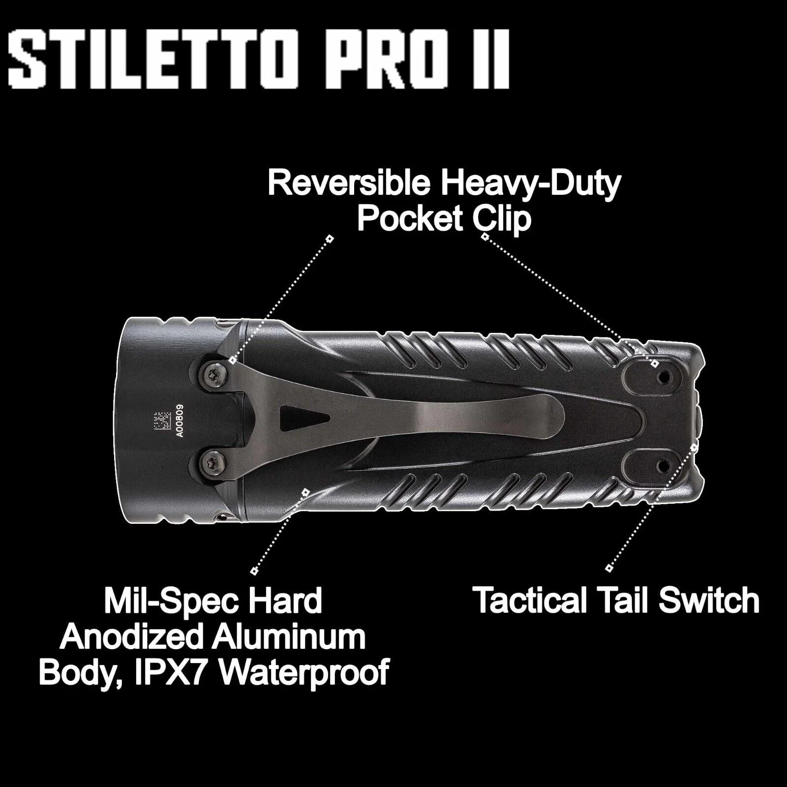 SureFire Stiletto PRO II (PLR-C) Multi-Output Rechargeable Pocket Flashlight 1500 Lumen LED Bundle with USB Wall Adapter - EDC Tactical Flashlight, Programmable Output, Pocket Clip