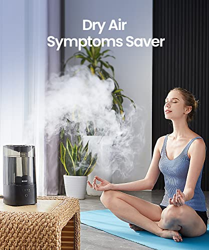 Humidifiers for Bedroom, Cool Mist Humidifier for Home Plant and Baby Nursery, Quiet Ultrasonic Humidifier with 360° Nozzle, Auto Shut-Off, Filterless, Black