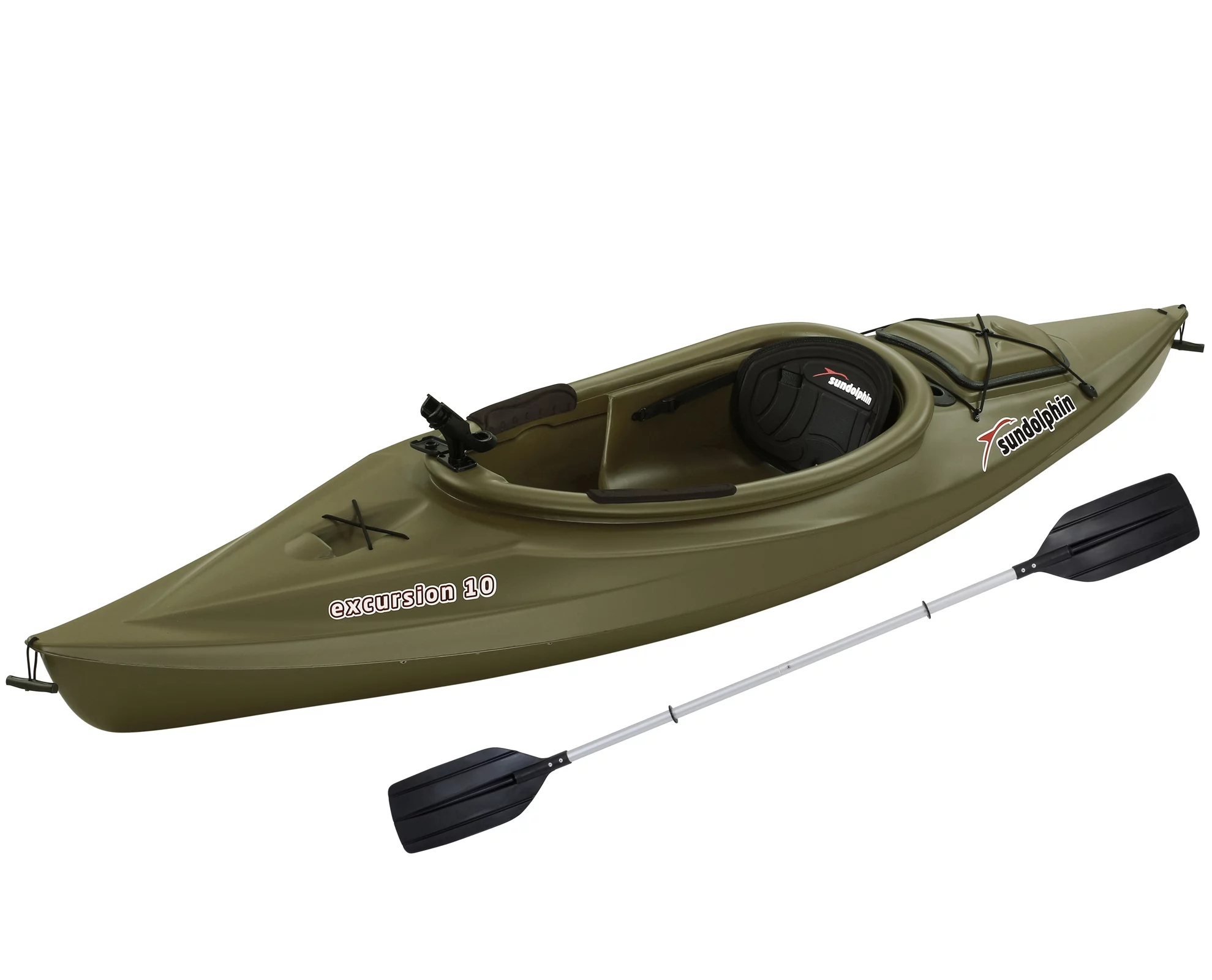 Sun Dolphin Excursion 10 Ft. Sit-in Fishing Kayak Olive, Paddle Included
