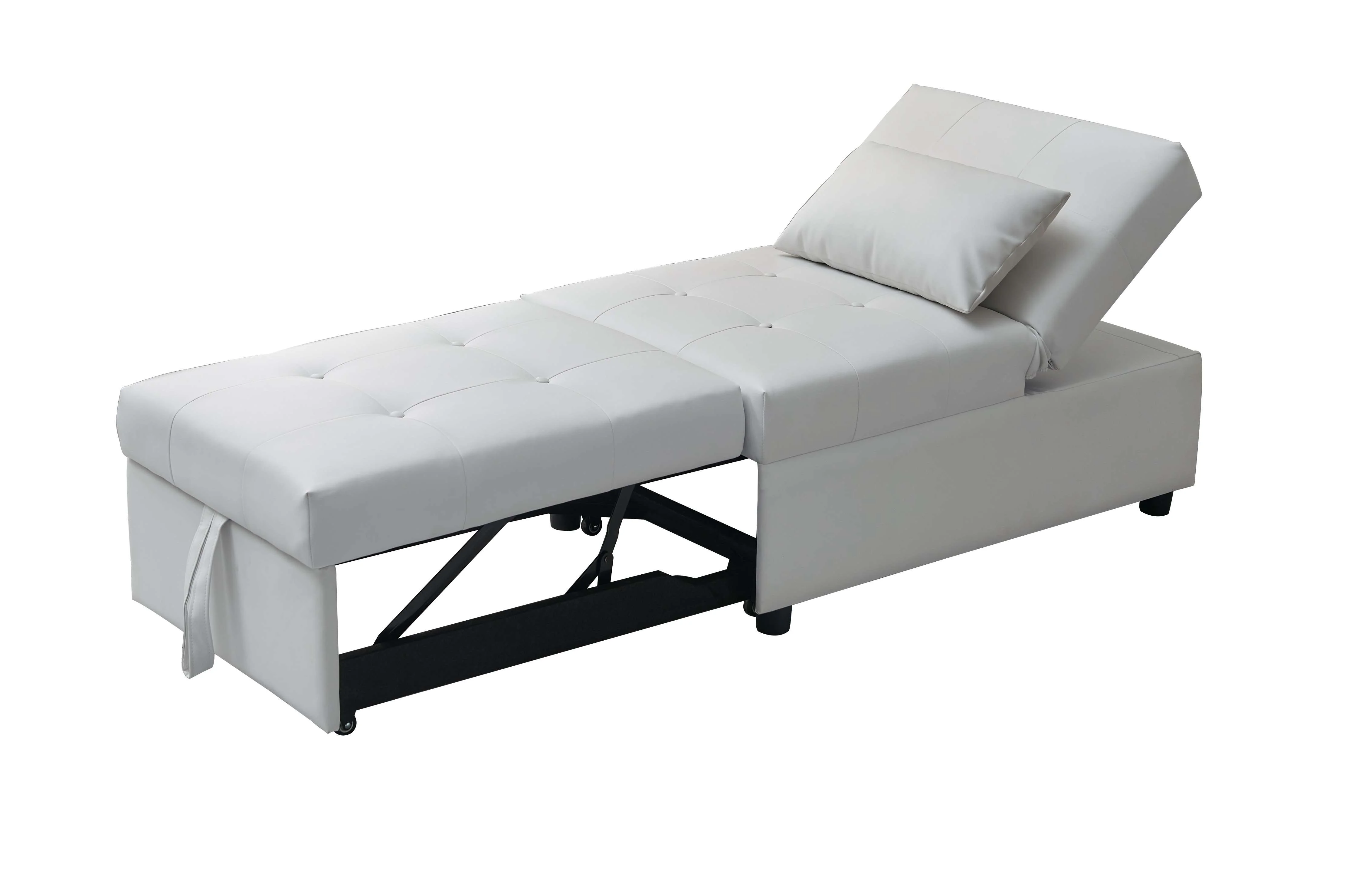 Kings Brand Furniture Multi-Function Ottoman, Sofa Bed Sleeper, Convertible Chair, White