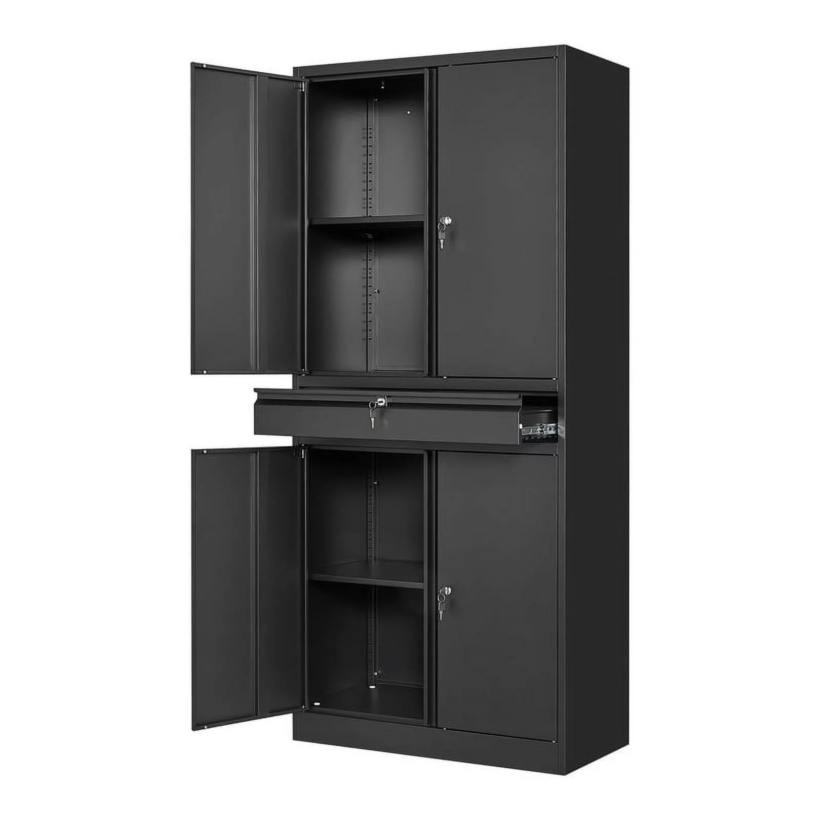 Fesbos Metal Garage Storage Cabinet with Locking Doors and Adjustable Shelves, Tool Storage Cabinet with 1 Drawer - 71