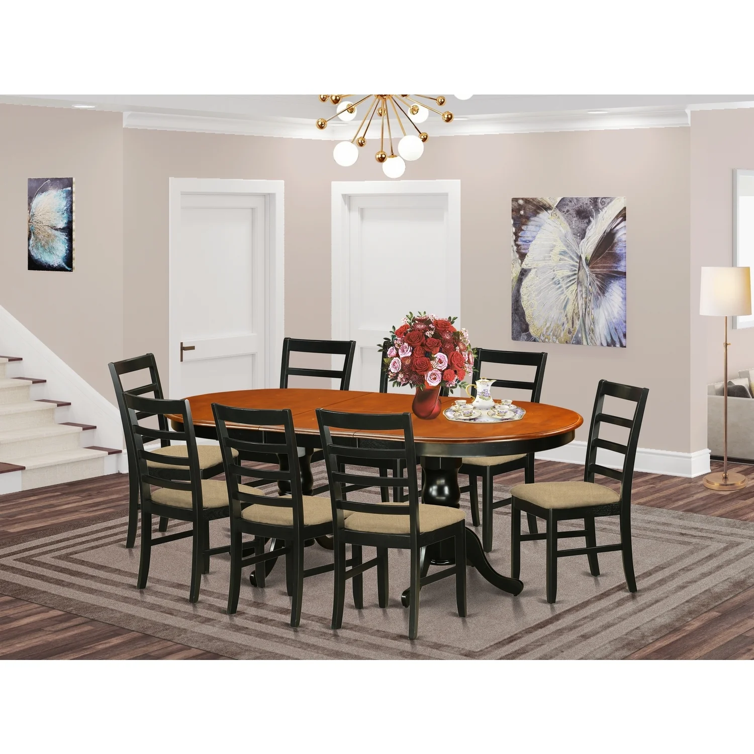 HomeStock Coastal Cottage Room Set-HomeStock Table And Kitchen Chairs