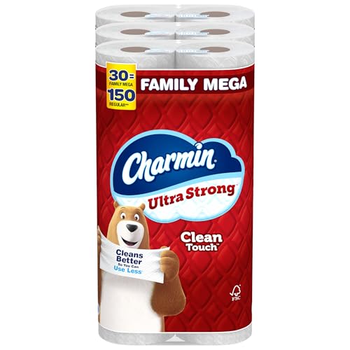 Charmin Toilet Paper Ultra Strong Clean Touch, 24 Family Mega Rolls = 120 Regular Rolls (Packaging May Vary)