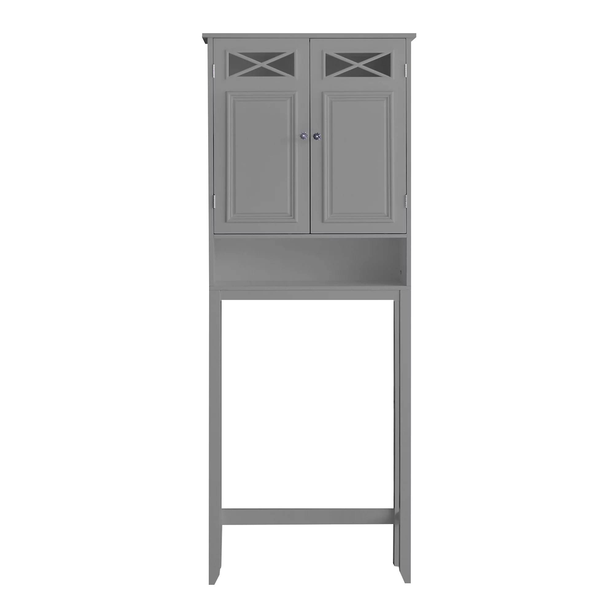 Teamson Home Dawson Contemporary Wooden Over-the-Toilet Storage Cabinet with 2 Doors, Gray
